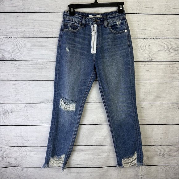 Hidden By Buckle Womens Blue Jeans Size 25 Distressed Medium Wash Skinny Jeans - Picture 1 of 10